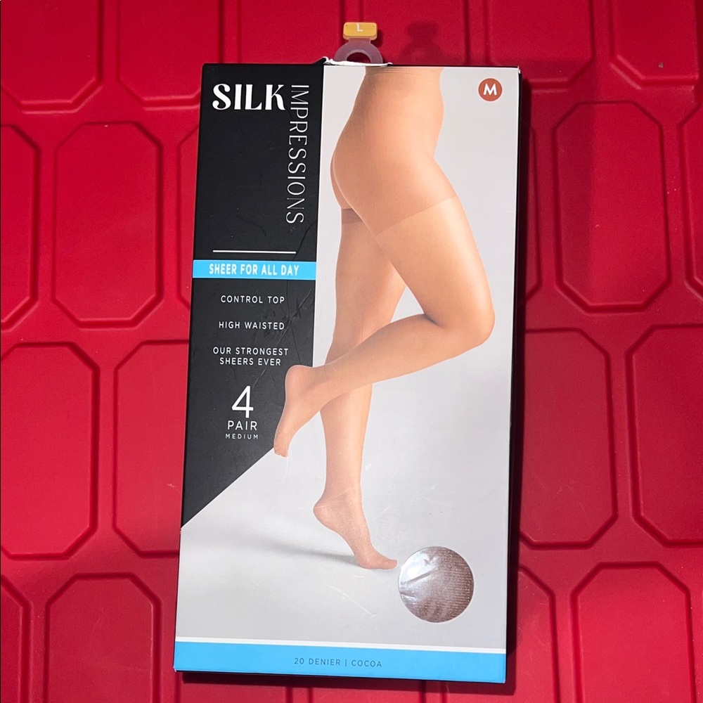 Silk Impressions 20 Denier Sheer Tights and Control Top Pantyhose for Women, 4pk